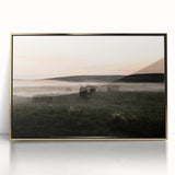 Misty Cattle at Dawn Rustic Wall Art - Farmhouse Country Decor