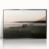 Misty Cattle at Dawn Rustic Wall Art - Farmhouse Country Decor