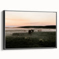 Misty Cattle at Dawn Rustic Wall Art - Farmhouse Country Decor