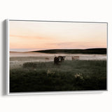 Misty Cattle at Dawn Rustic Wall Art - Farmhouse Country Decor