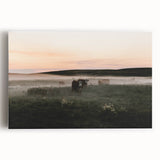 Misty Cattle at Dawn Rustic Wall Art - Farmhouse Country Decor