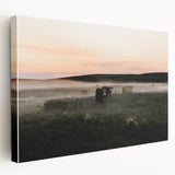 Misty Cattle at Dawn Rustic Wall Art - Farmhouse Country Decor