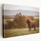 Highland Cow Rustic Wall Art - Farmhouse Nature Decor for Country Homes