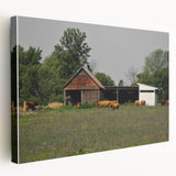 Rustic Barn and Cattle Wall Art - Farmhouse Country Decor for Homes"