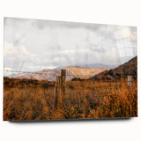 Rustic Fence in Golden Field Wall Art - Farmhouse Country Landscape Decor