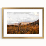 Rustic Fence in Golden Field Wall Art - Farmhouse Country Landscape Decor