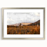 Rustic Fence in Golden Field Wall Art - Farmhouse Country Landscape Decor