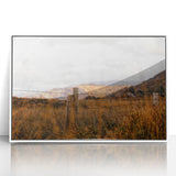 Rustic Fence in Golden Field Wall Art - Farmhouse Country Landscape Decor