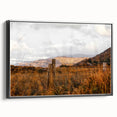 Rustic Fence in Golden Field Wall Art - Farmhouse Country Landscape Decor