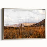 Rustic Fence in Golden Field Wall Art - Farmhouse Country Landscape Decor