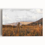 Rustic Fence in Golden Field Wall Art - Farmhouse Country Landscape Decor