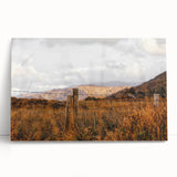 Rustic Fence in Golden Field Wall Art - Farmhouse Country Landscape Decor