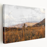 Rustic Fence in Golden Field Wall Art - Farmhouse Country Landscape Decor