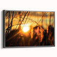 Sunset Through Grass Rustic Wall Art - Warm Farmhouse Nature Decor