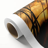 Sunset Through Grass Rustic Wall Art - Warm Farmhouse Nature Decor