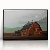 Red Barn at Sunset Rustic Wall Art - Farmhouse Country Decor