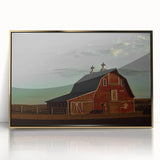 Red Barn at Sunset Rustic Wall Art - Farmhouse Country Decor
