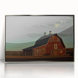 Red Barn at Sunset Rustic Wall Art - Farmhouse Country Decor