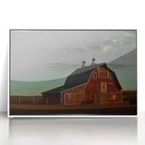 Red Barn at Sunset Rustic Wall Art - Farmhouse Country Decor