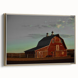 Red Barn at Sunset Rustic Wall Art - Farmhouse Country Decor