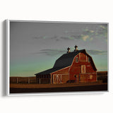 Red Barn at Sunset Rustic Wall Art - Farmhouse Country Decor