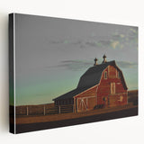 Red Barn at Sunset Rustic Wall Art - Farmhouse Country Decor