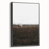 Serene White Horse - Rustic Landscape Wall Art