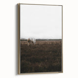 Serene White Horse - Rustic Landscape Wall Art