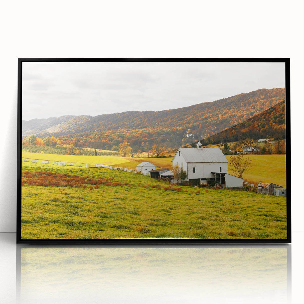 Rustic Farmhouse Barn in Autumn - Vintage Wall Art - Rural Landscape Print