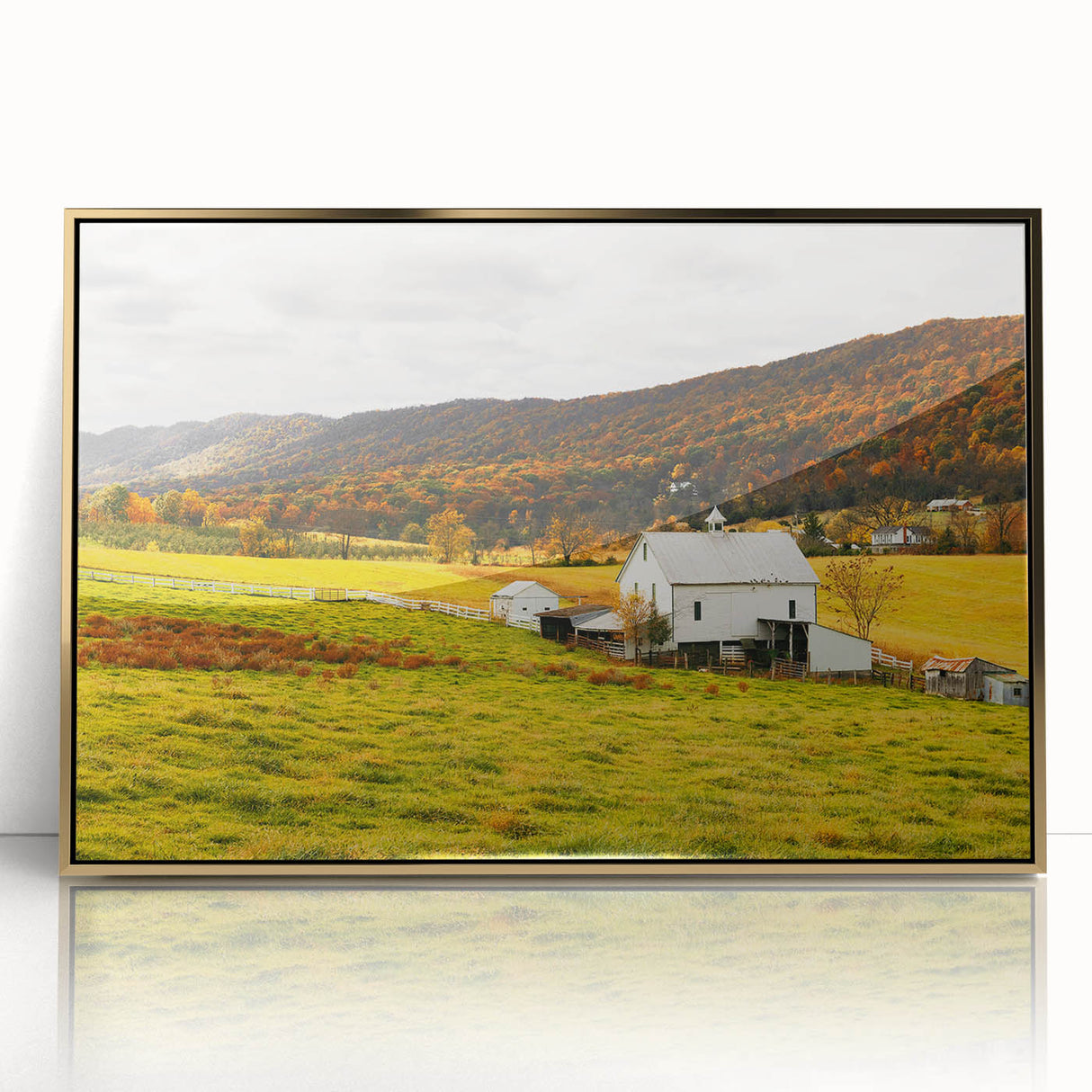 Rustic Farmhouse Barn in Autumn - Vintage Wall Art - Rural Landscape Print