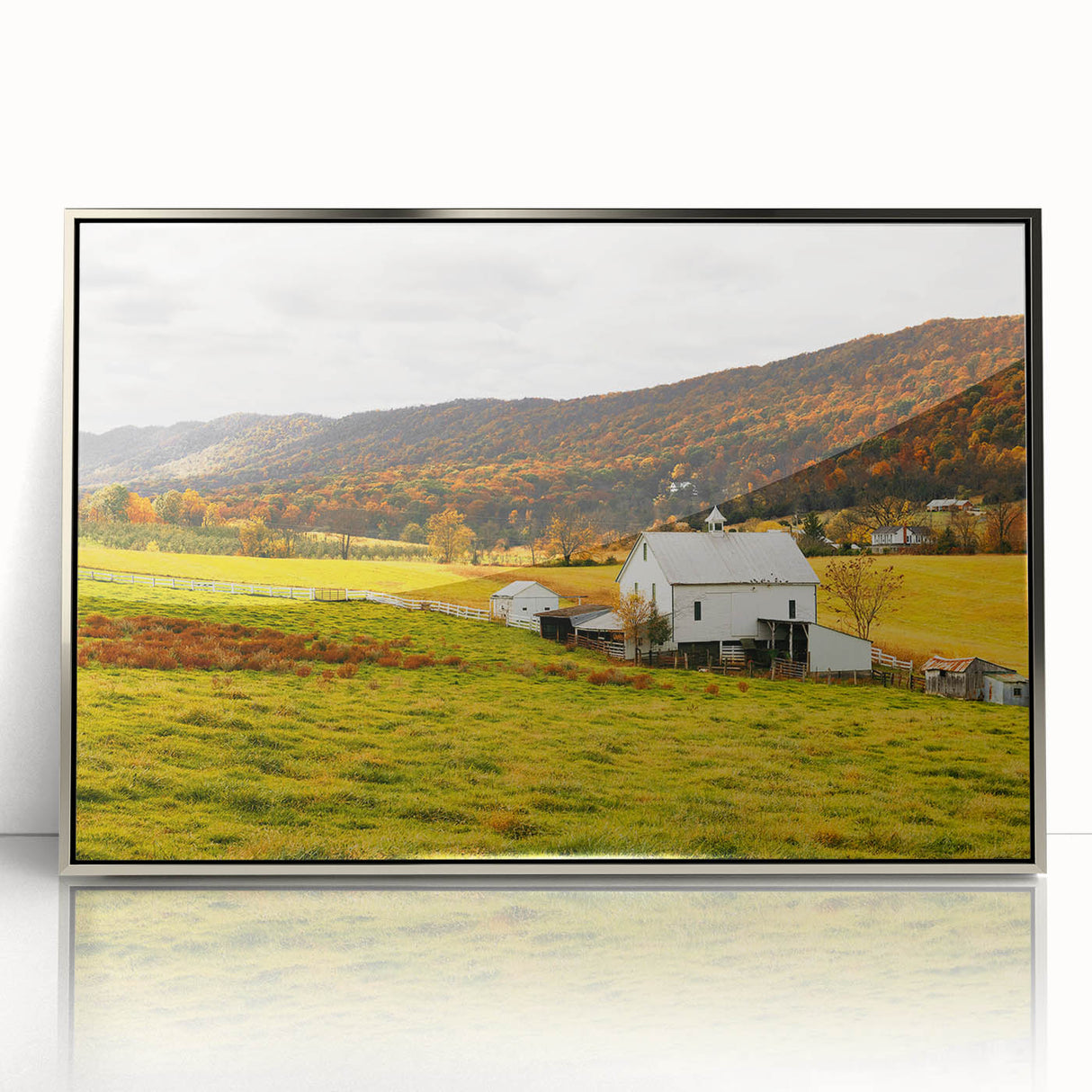 Rustic Farmhouse Barn in Autumn - Vintage Wall Art - Rural Landscape Print