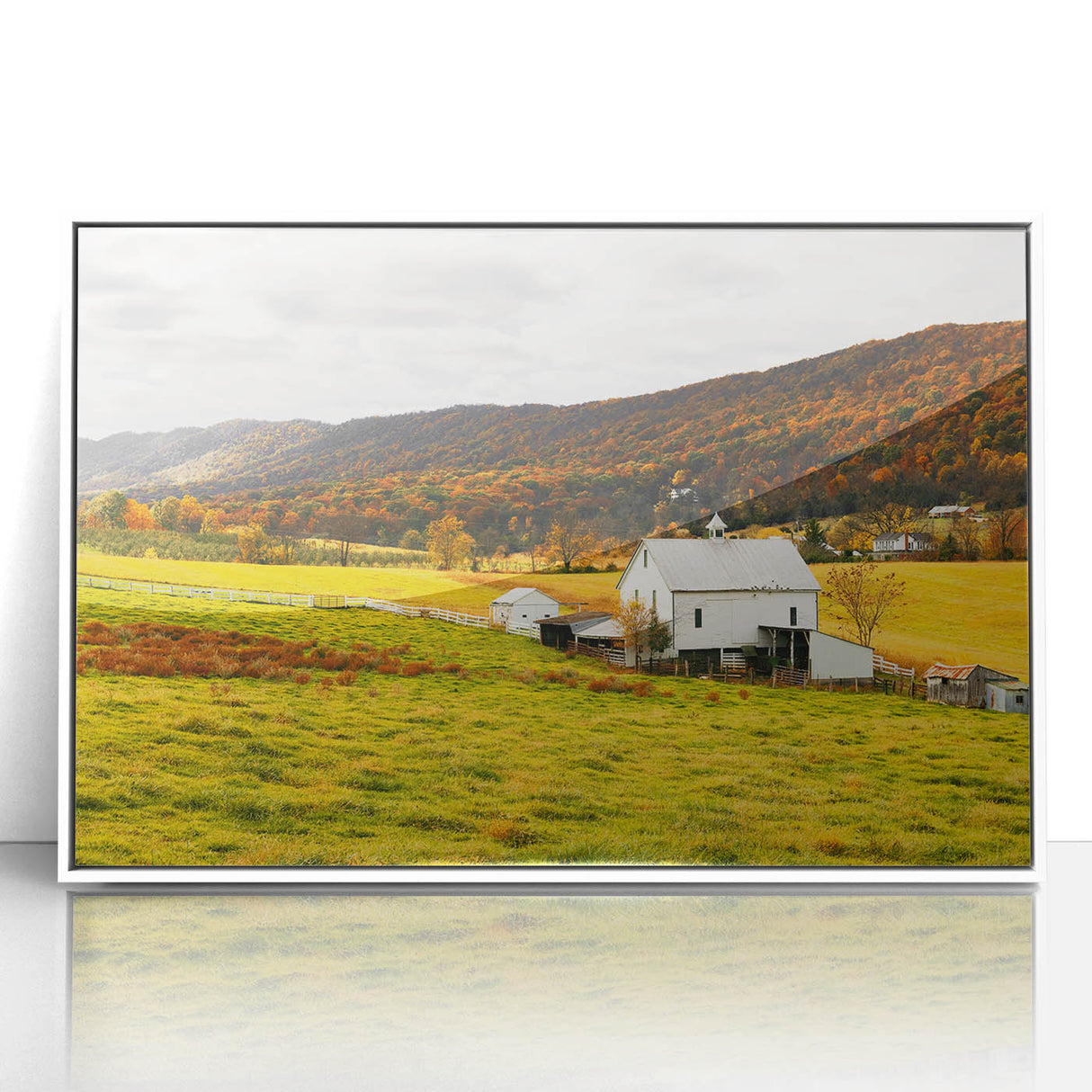 Rustic Farmhouse Barn in Autumn - Vintage Wall Art - Rural Landscape Print