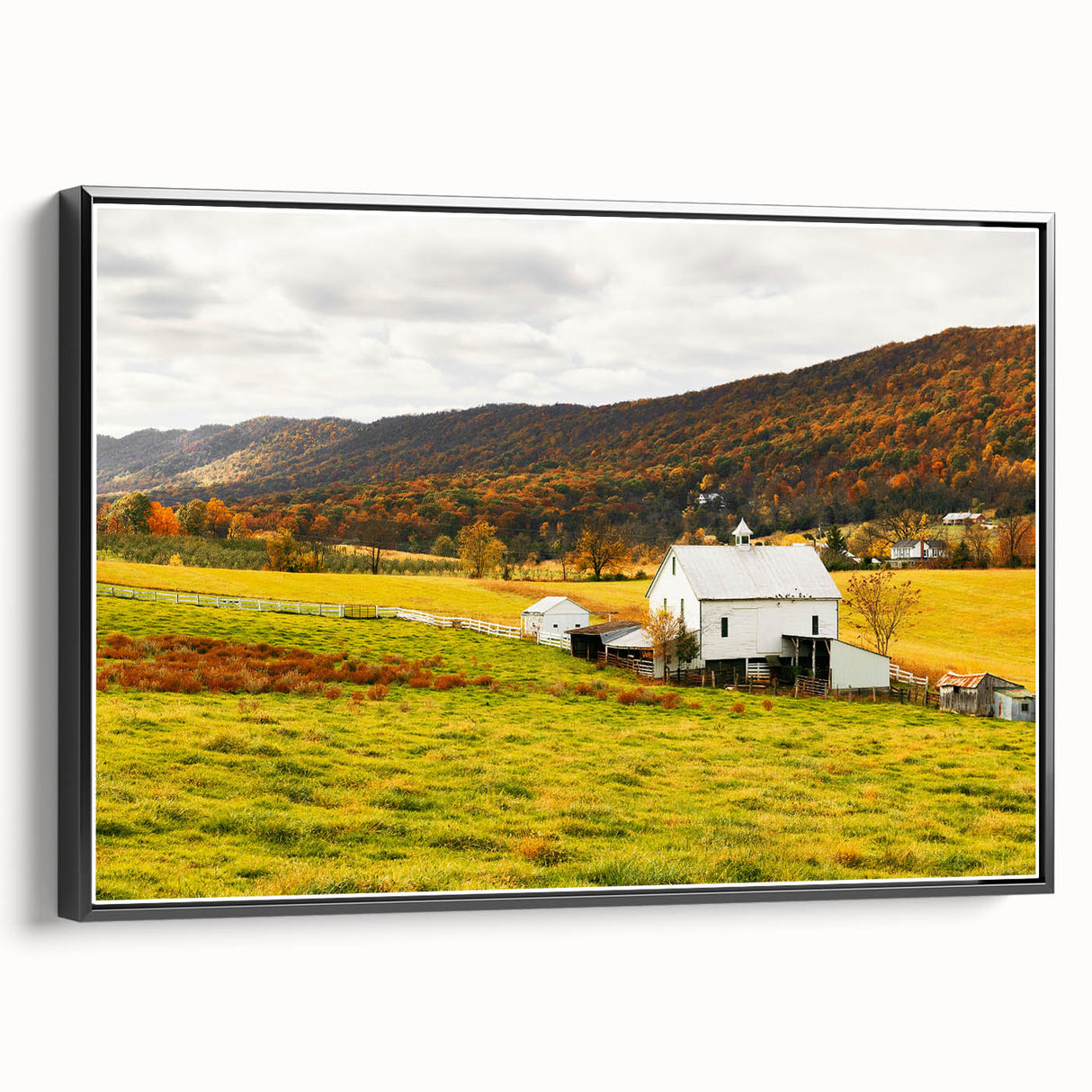 Rustic Farmhouse Barn in Autumn - Vintage Wall Art - Rural Landscape Print
