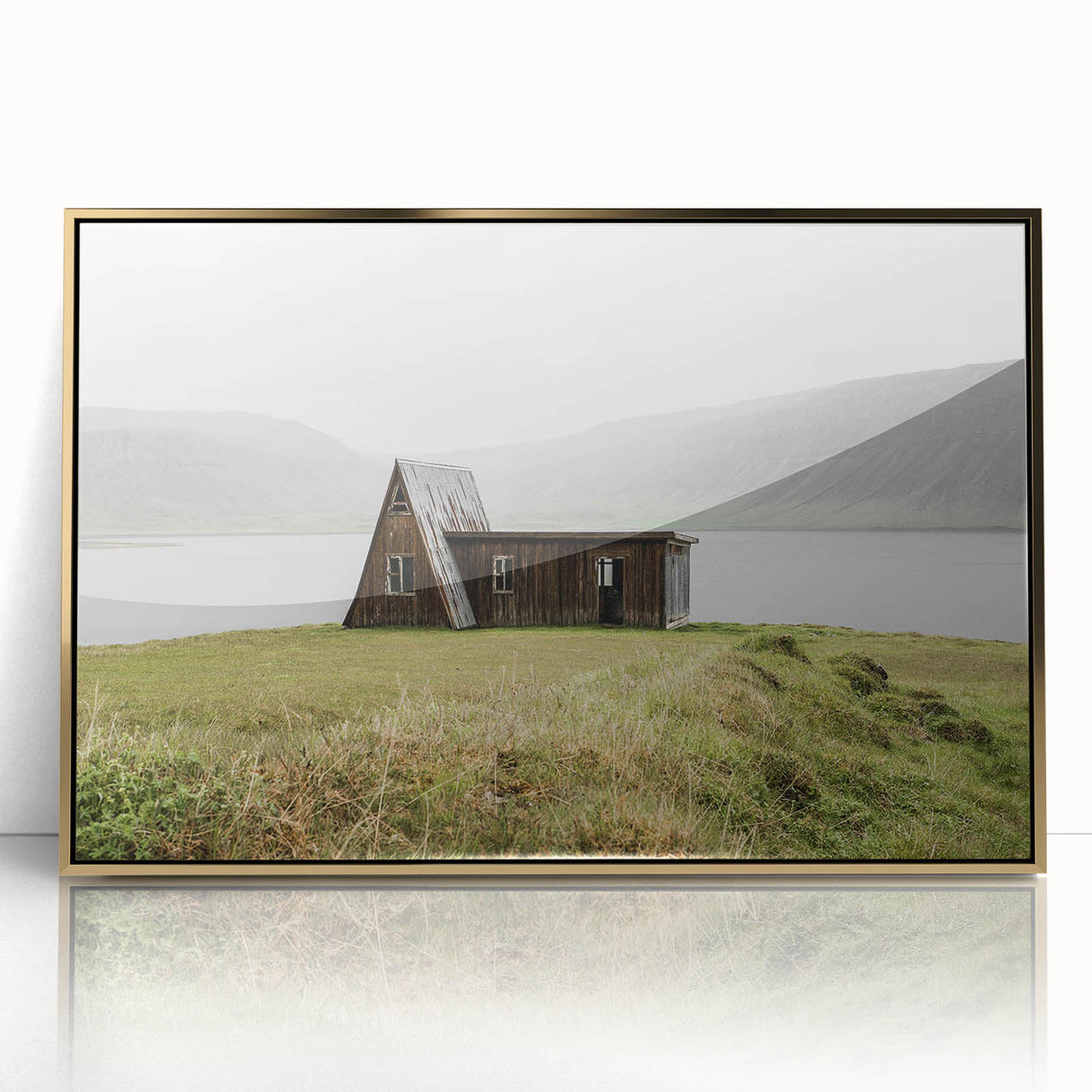 Rustic Cabin by the Lake - Vintage Farmhouse Wall Art for Cozy Homes