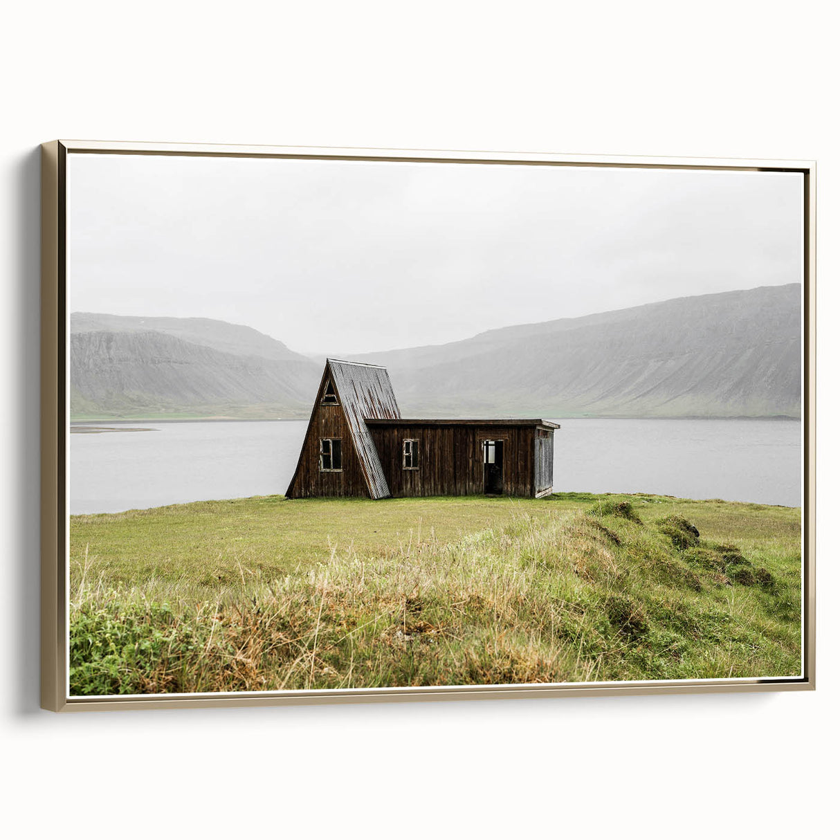 Rustic Cabin by the Lake - Vintage Farmhouse Wall Art for Cozy Homes