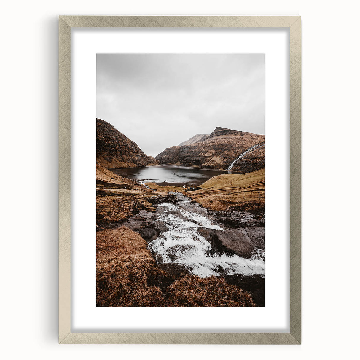 Rustic Wall Art - Majestic Mountain and Stream Landscape for Cozy Decor