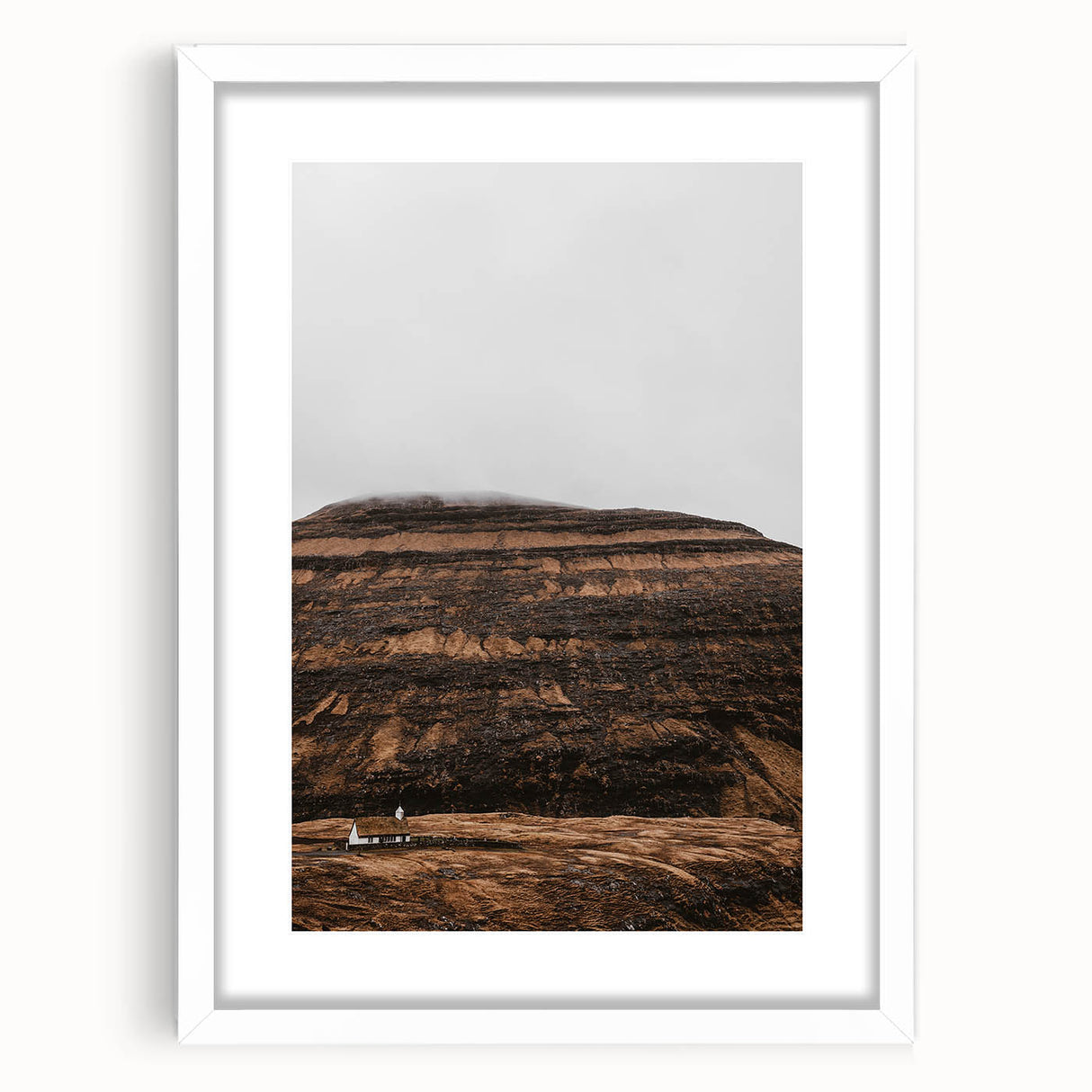 Rustic Wall Art - Remote Church with Mountain Backdrop for Farmhouse Decor