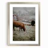 Rustic Wall Art - Grazing Cows in Countryside for Farmhouse Decor