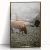 Rustic Wall Art - Grazing Cows in Countryside for Farmhouse Decor