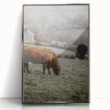 Rustic Wall Art - Grazing Cows in Countryside for Farmhouse Decor