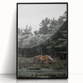 Rustic Horse Grazing Wall Art – Vintage Farmhouse Nature Scene Print