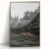 Rustic Horse Grazing Wall Art – Vintage Farmhouse Nature Scene Print