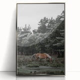 Rustic Horse Grazing Wall Art – Vintage Farmhouse Nature Scene Print