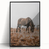 Rustic Horse Grazing in Field Wall Art – Farmhouse Nature Decor Print