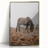 Rustic Horse Grazing in Field Wall Art – Farmhouse Nature Decor Print