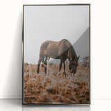 Rustic Horse Grazing in Field Wall Art – Farmhouse Nature Decor Print
