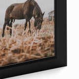 Rustic Horse Grazing in Field Wall Art – Farmhouse Nature Decor Print