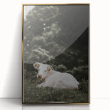 Rustic Cow in Field Wall Art – Farmhouse Animal Nature Scene Decor Print