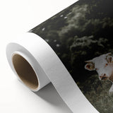 Rustic Cow in Field Wall Art – Farmhouse Animal Nature Scene Decor Print