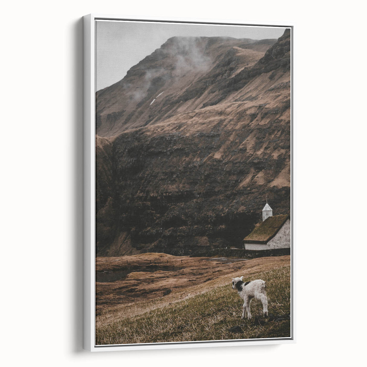 Rustic Lamb in Landscape Wall Art – Farmhouse Nature Scene Decor Print